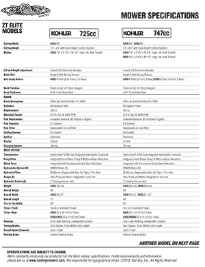 Bad Boy ZT Elite Series mower specs